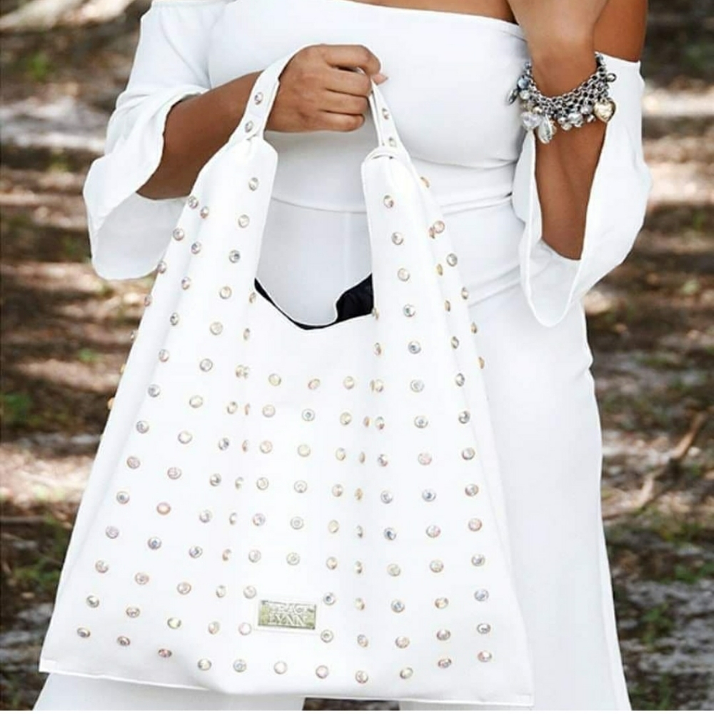 White Sparkle n Chic So Studded Handbag